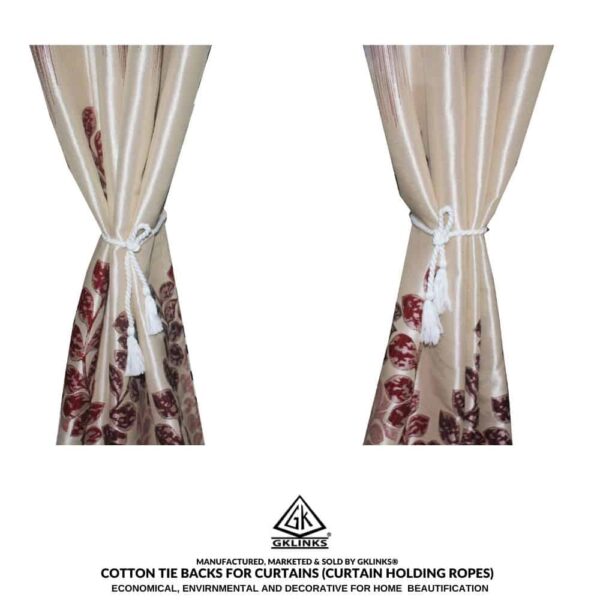 GKLINKS Cotton Hemp Rope Curtain Tiebacks for Home Decoration (White) 2